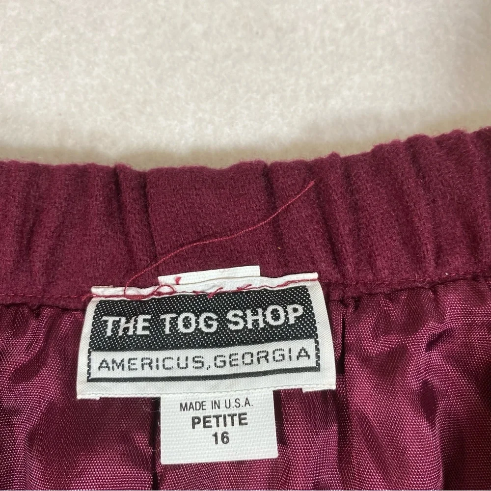Tog Shop Aline Wool skirt Vintage Burgundy Lined Full Skirt Pockets Sz 16